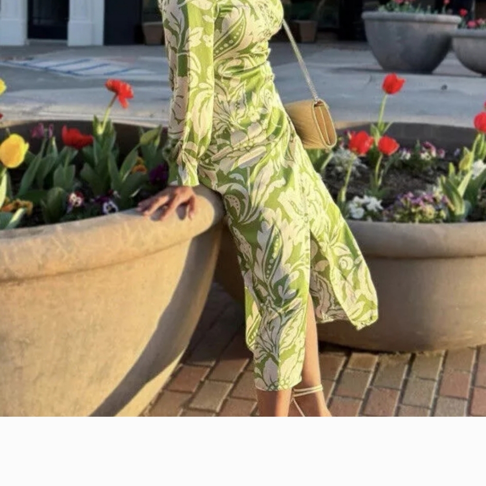 Zara Green Patterned Dress